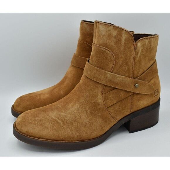 Born Womens Size 9.5 Tori Tan Suede Leather Heeled Booties Boots Shoes